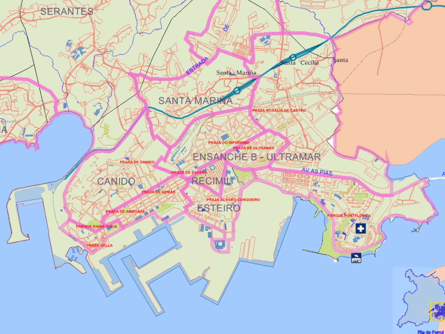 mapa de barrios de Ferrol-imagen-de-portada